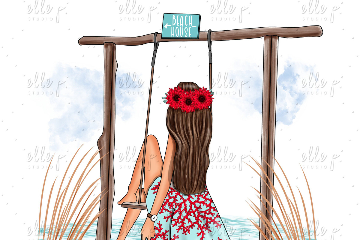 Boho Beach Scene Illustration, an Illustration by Elle P. Studio (Photo 1 of 4)