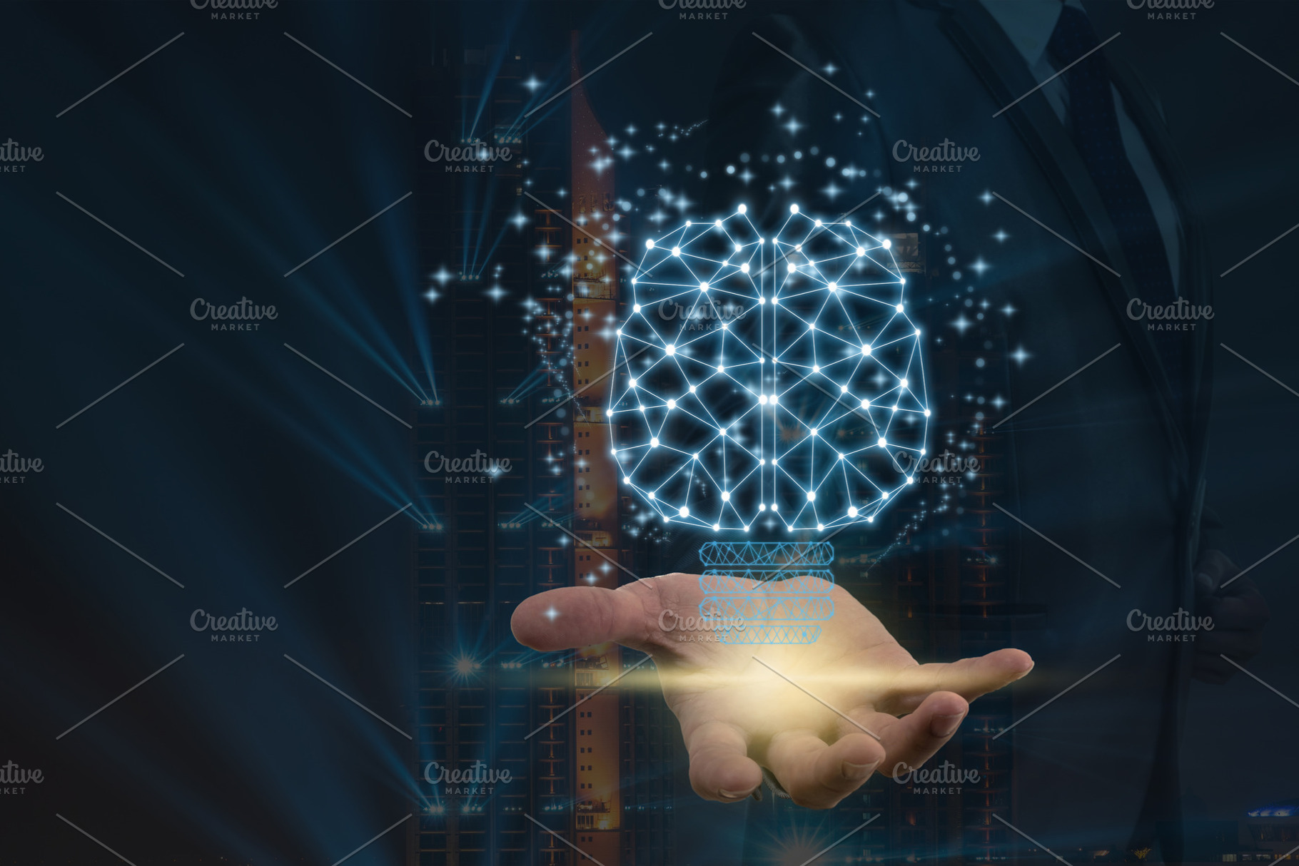 Double exposure of businessman hand stock photo containing intelligence and, a Technology Photo by Tzido Gallery