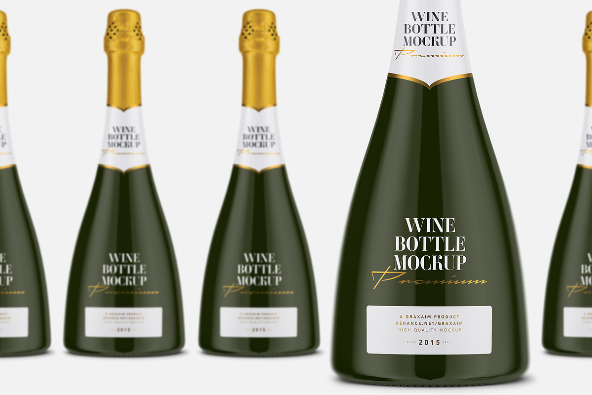 Champagne Green Bottle Mockup, a Packaging Mockup by Graxaim Mock-up (Photo 1 of 7)
