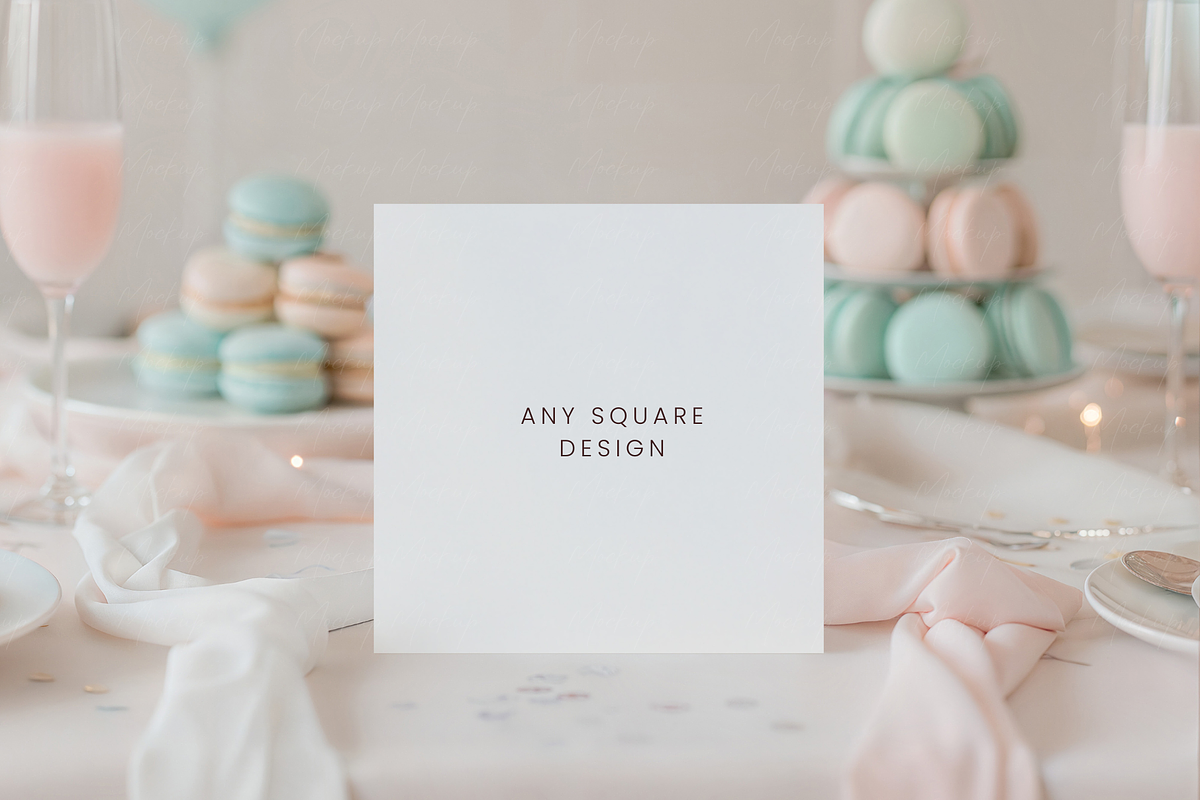 Square Card Mockup Macarons, a Product Mockup by TatiMockup (Photo 2 of 5)