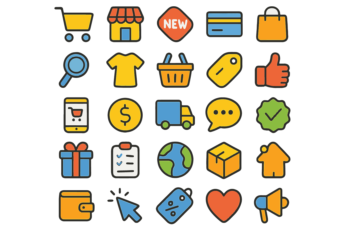 Ecommerce and Shopping Icons, an Object Graphic by nikagraphic