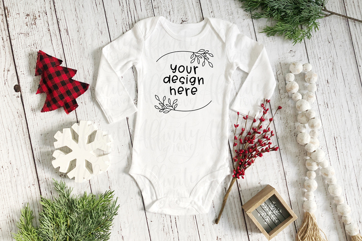 Christmas Baby Onesie Mockup Bundle, a Shirt Mockup by Affinity Grove (Photo 6 of 6)