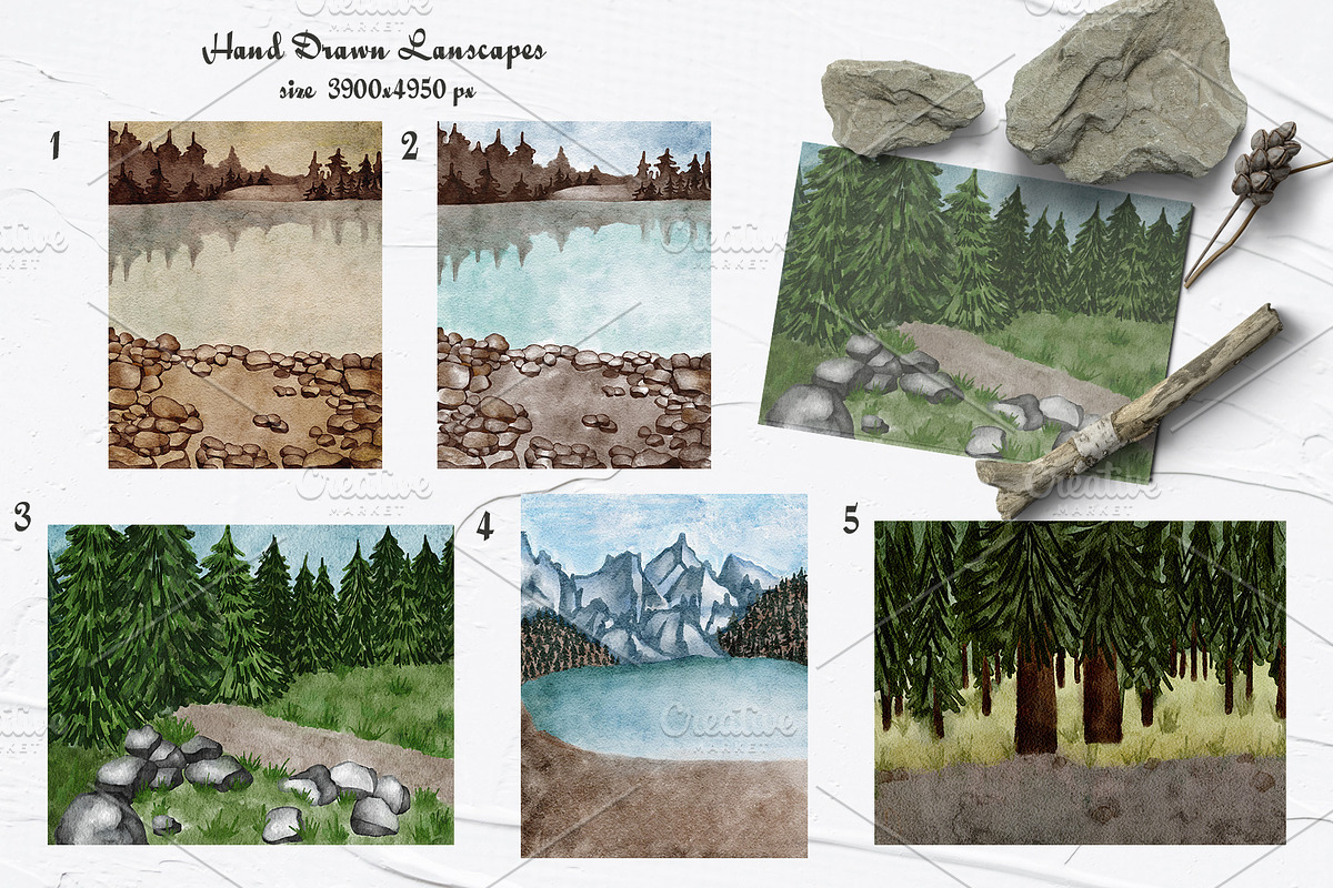 Wild Camping Watercolor Collection, a Sport Illustration by BarvArt (Photo 10 of 22)