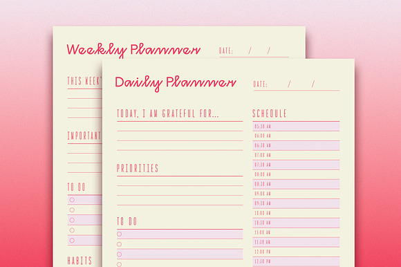 Pink Cream Minimal Planner