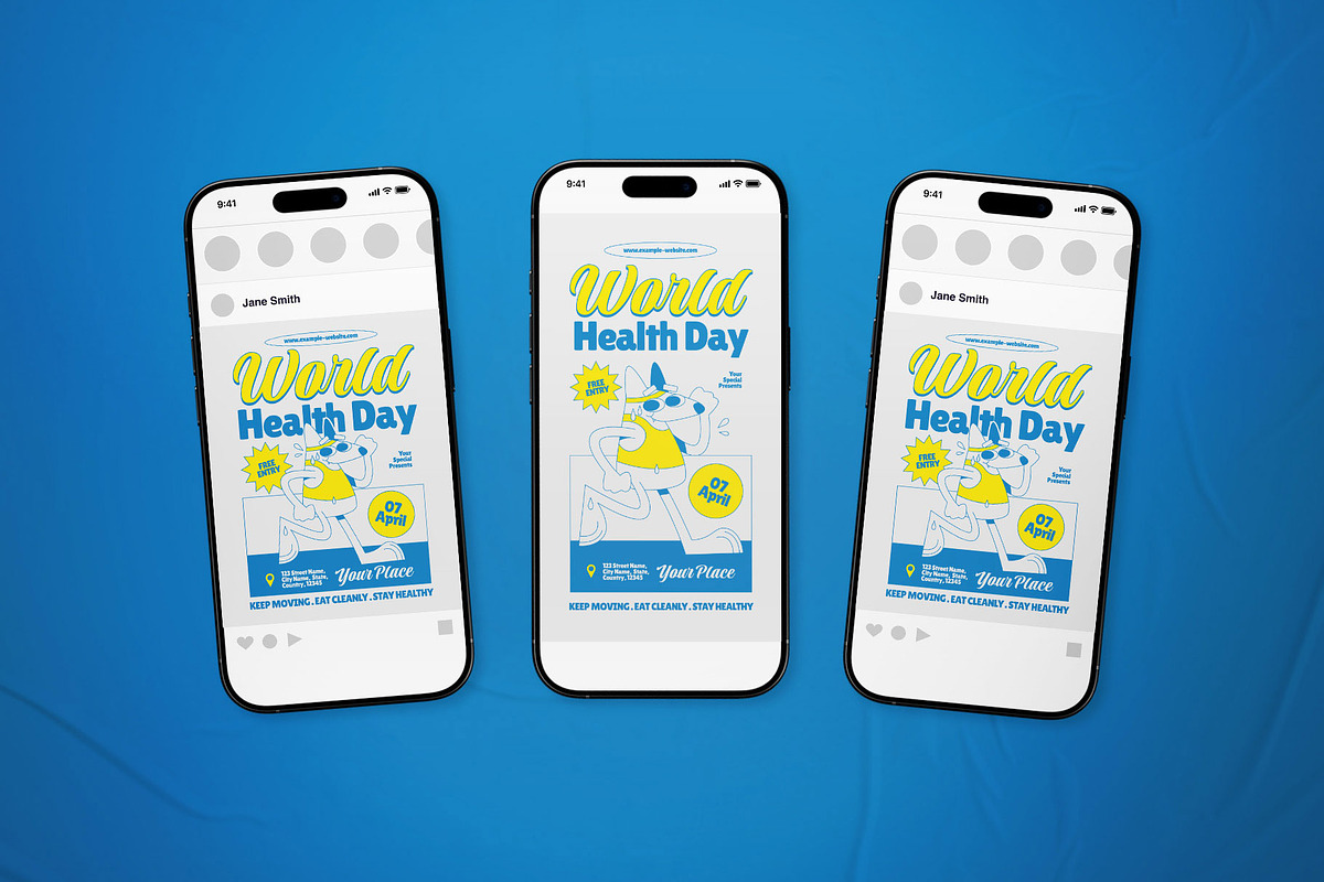 Retro World Health Day Flyer Set, a Flyer Template by The Good Store (Photo 2 of 2)