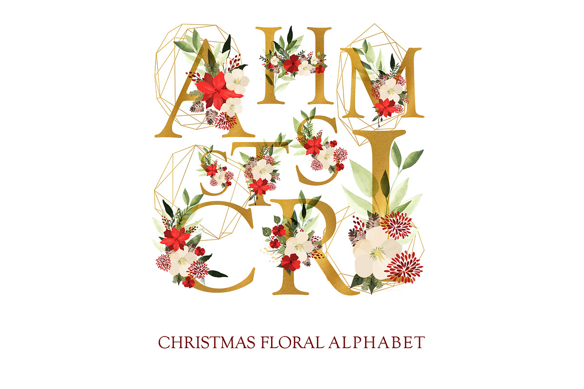 20% OFF! Christmas Floral Alphabet, an Illustration by Chus Moreno Studio (Photo 2 of 11)