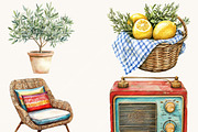 Watercolor Italian Clipart Bundle, an Object Illustration by SparkyDesignsUS (Thumbnail 7 of 10)