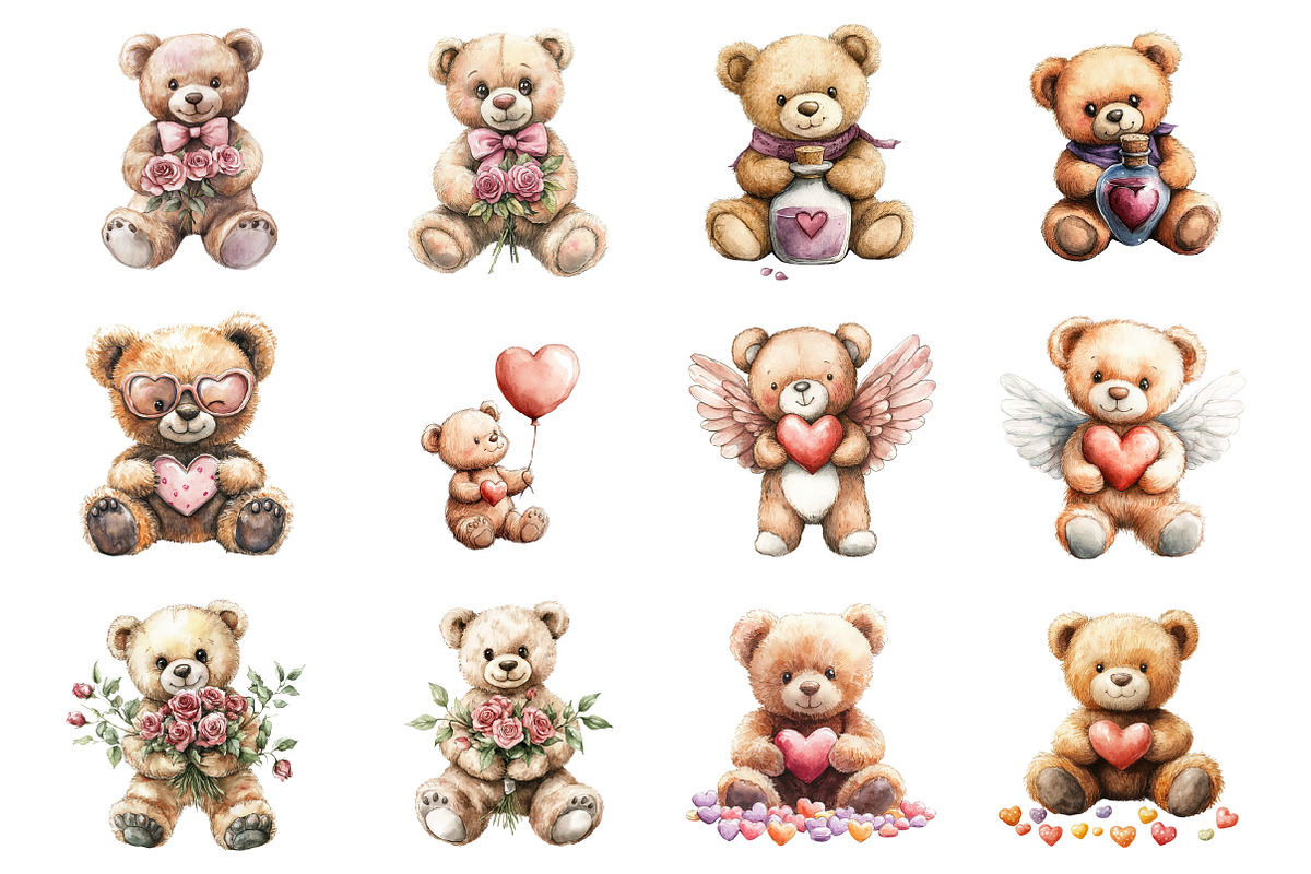 Valentine's Day Teddy Bear, an Illustration by Design Market (Photo 3 of 3)