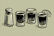 Tequila shots bold illustrations, a Food Illustration by Serifs & Whiskey (Thumbnail 2 of 4)