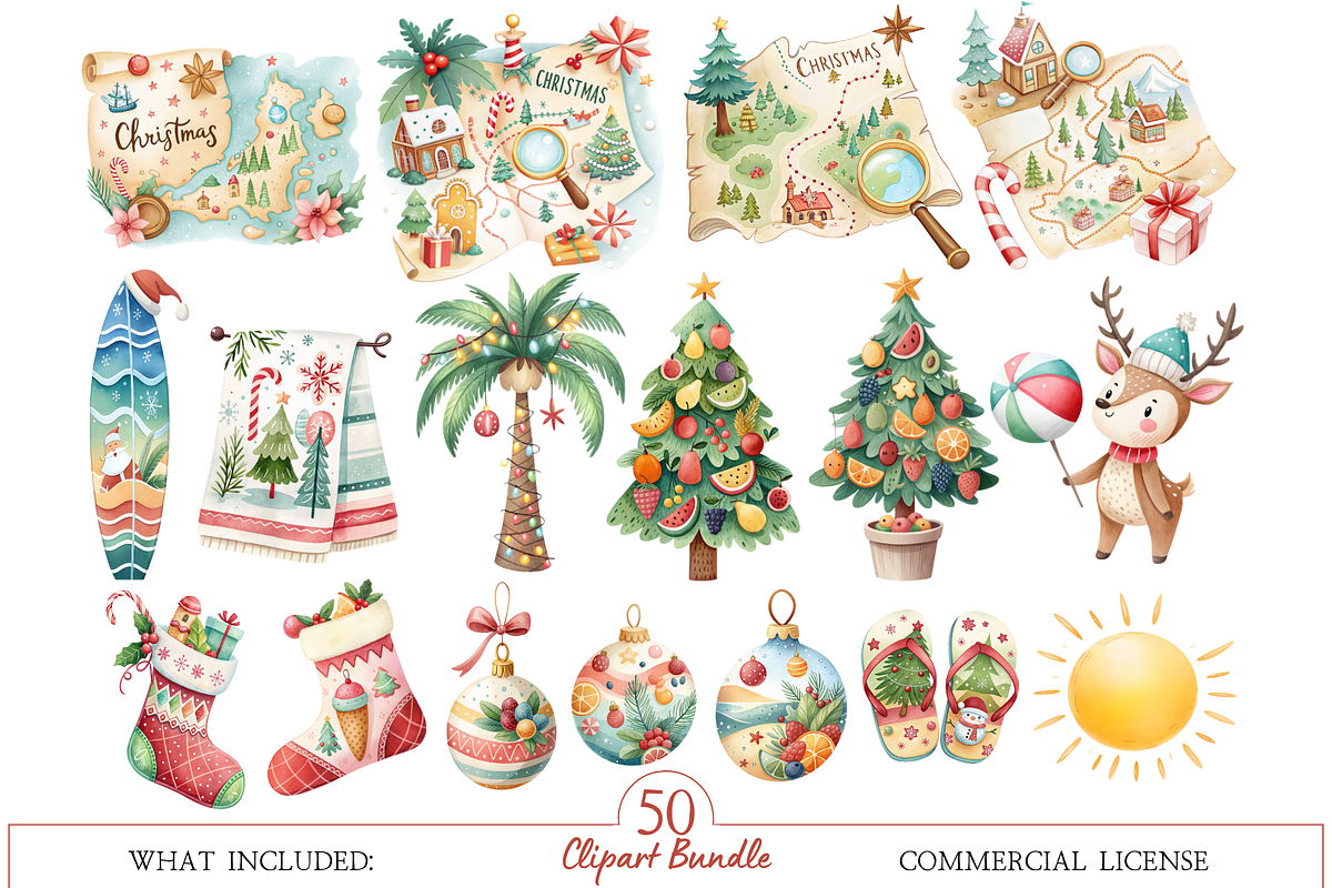 Tropical Christmas Graphics Set, a Seasonal Illustration by MockupWizard (Photo 4 of 6)