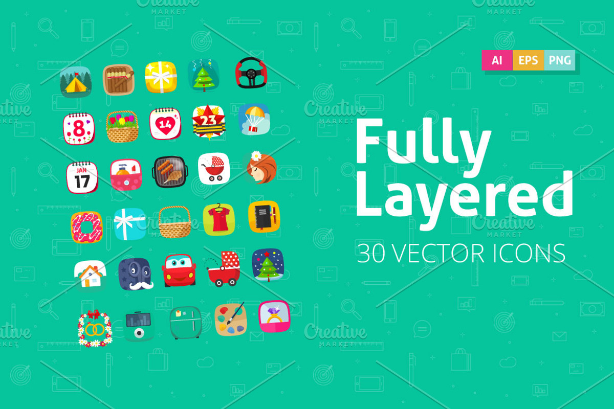Flat Vector Icons Collection, an Icon by vladwel (Photo 4 of 5)