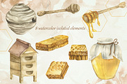 Honey watercolor collection, a Food Illustration by Pegion art shop (Thumbnail 2 of 13)