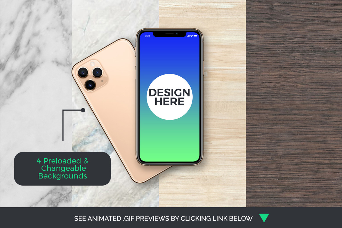 Animated iPhone 11 Pro Mockups, an iPhone Mockup by Modern Studio (Photo 2 of 6)