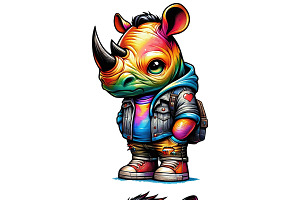 Grunge Rhino Clipart Collection