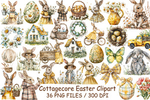 Watercolor Cottagecore Easter Clipar, an Illustration by Design Market