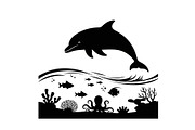 Dolphin Jumping Silhouette Vector, an Illustration by Designs_River (Thumbnail 30 of 51)