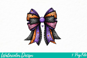 Halloween Bow PNG, Coquette Bow Png, an Illustration by Watercolor design