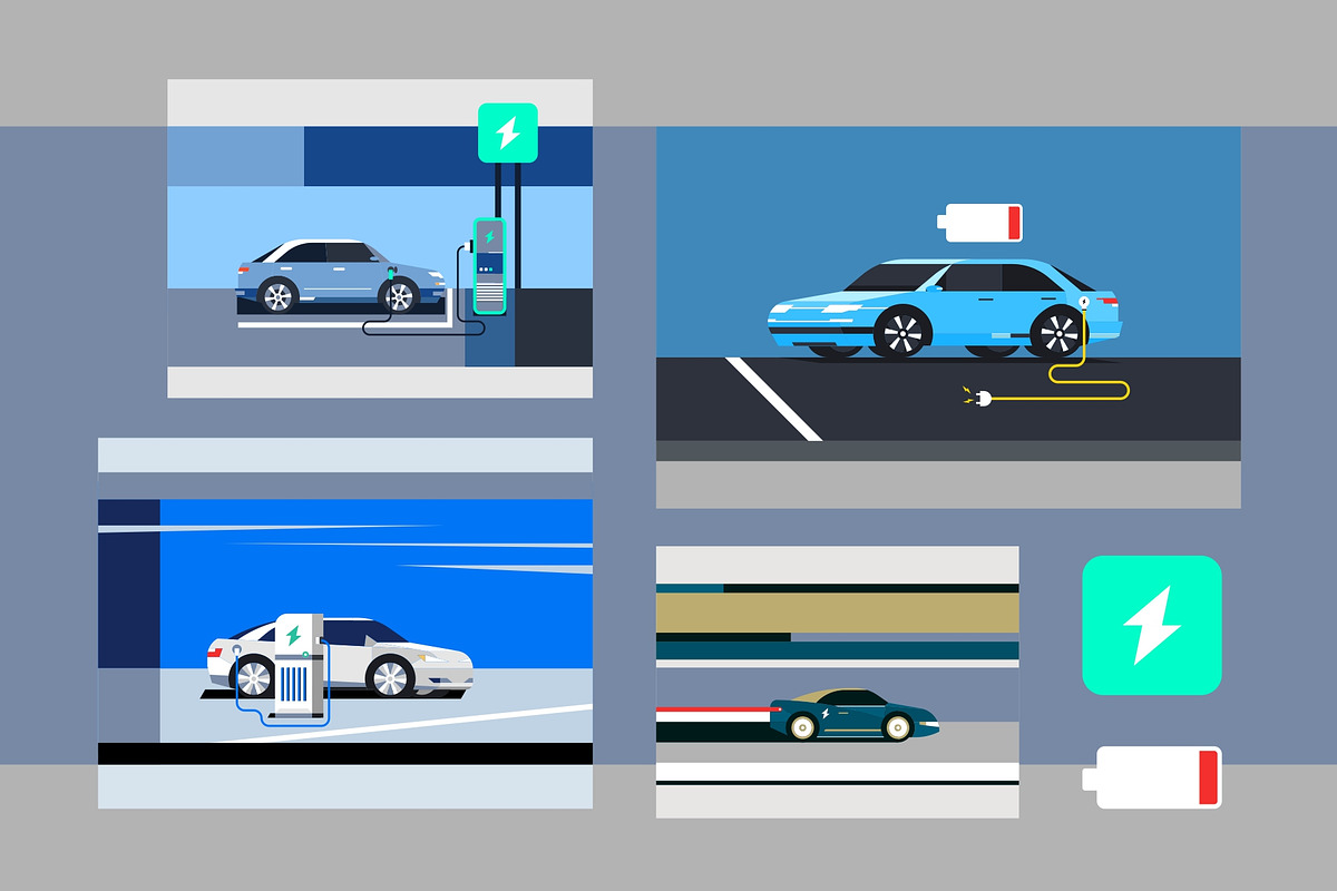 Electric Car Illustrations, a Transportation Illustration by Firowerk (Photo 3 of 4)