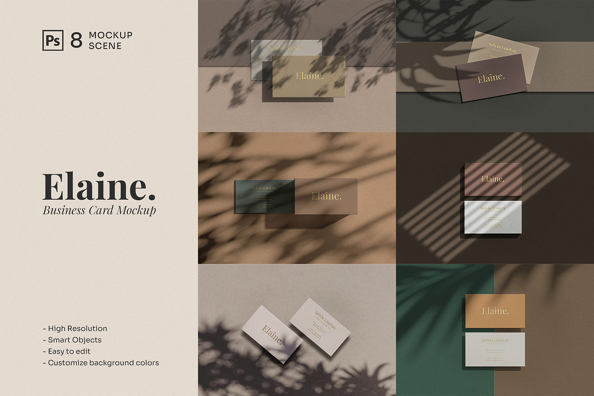 Elaine || Business Card Mockup, a Product Mockup by JafarNation (Photo 1 of 9)