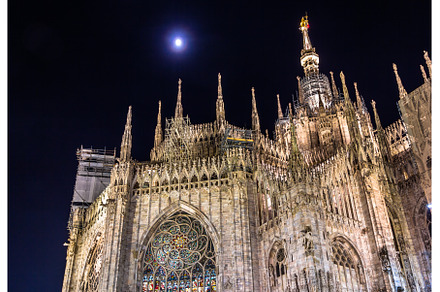 Night view of Milan Cathedral, an Architecture Photo by Leonid Andronov