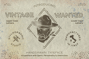 Vintage wanted Font hand-drawn style