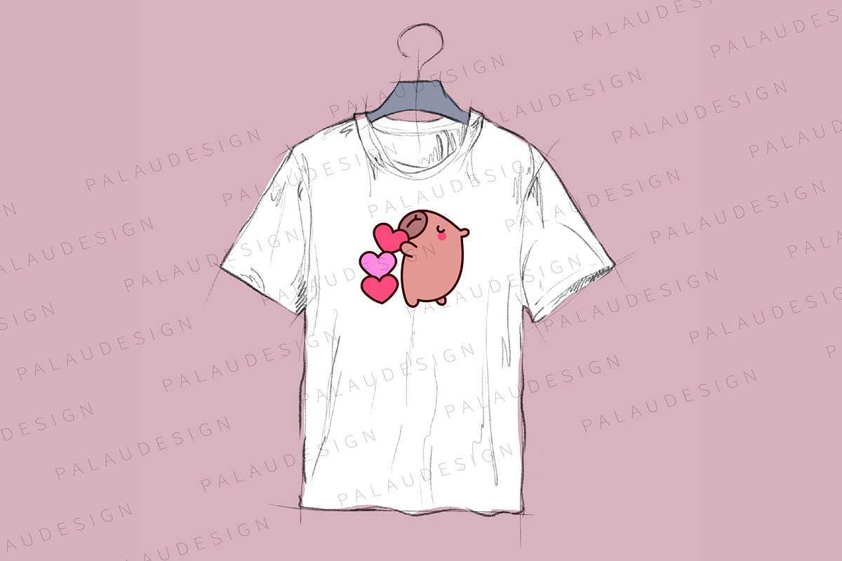 Cute Kawaii Capybara Valentine's Day, an Animal Illustration by Palau (Photo 2 of 12)