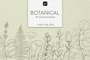 Botanical Procreate Stamps, Cliparts