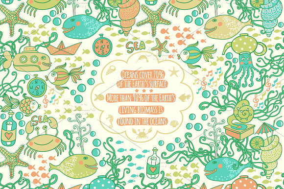 Pattern with underwater life preview 5