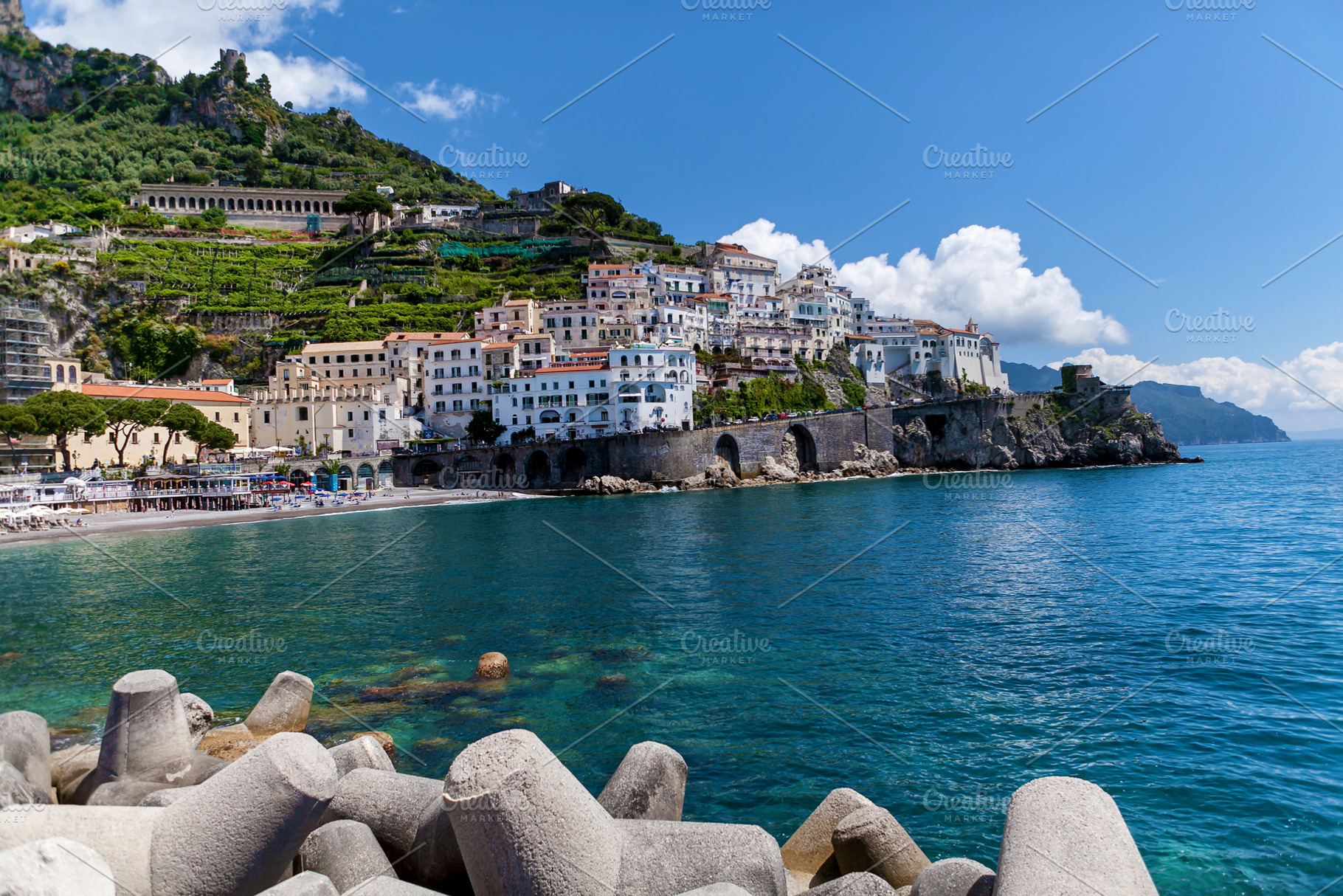 City of Maiori. Architecture and beaches of the city of Maiori, a Nature Photo by Photostock
