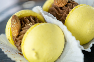 Almond meringue buttercream piping macaron sweet, a Food & Drink Photo by Photo Drive Studio