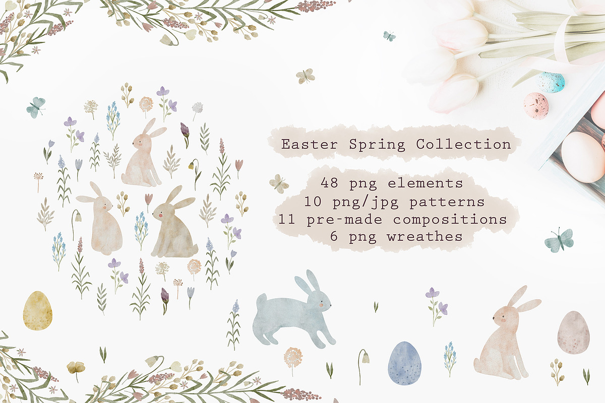 Easter Spring Collection, a Pattern Graphic by Kattypainting