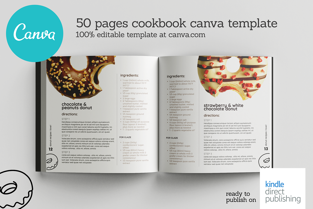Square Donuts Recipes Canva Template, a Templates & Theme by DeLaGranSiete (Photo 7 of 12)