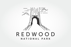 redwood national park line art logo, a Branding & Logo Template by PrastHF