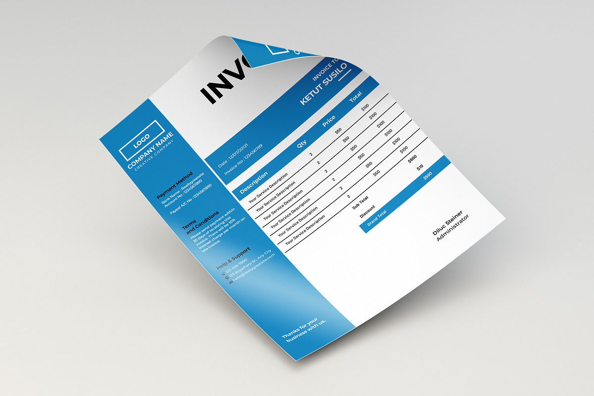 Printable Invoice Template, a Stationery Template by Template Shop (Photo 3 of 3)