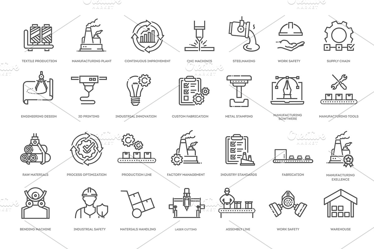 Manufacturing and Industrial Icons, an Outline Icon by Tettygreen (Photo 2 of 2)