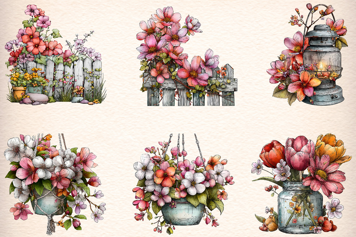 Watercolor Spring Florals Clipart, an Illustration by Digital Artistic99 (Photo 2 of 10)