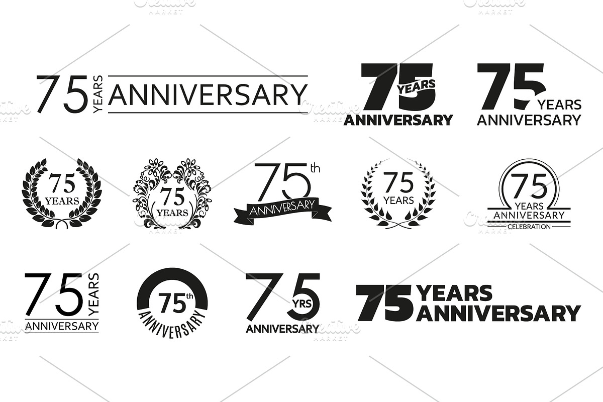 75 years anniversary icon, logo set, a Background Graphic by VM25