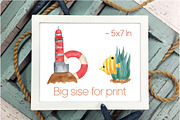 Cute sealife watercolor clipart png, an Animal Illustration by Anntre (Thumbnail 2 of 2)