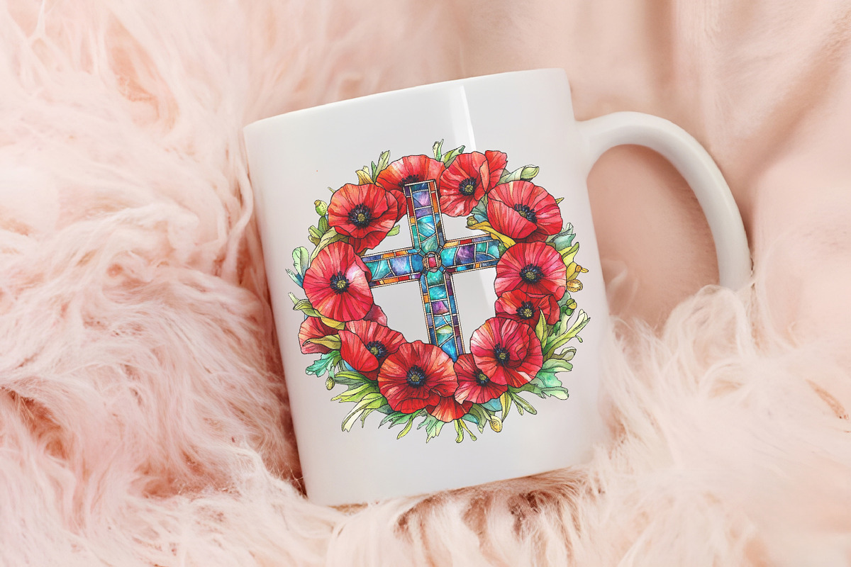 Poppy & Cross Faux Stained Glass, an Illustration by RobertsArt (Photo 5 of 7)