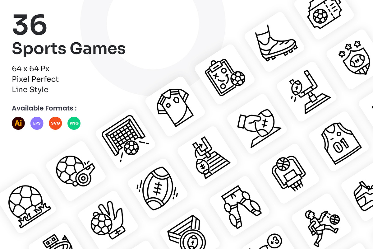 Sports Games Icons Set - Line, an Outline Icon by Kmg Design (Photo 1 of 3)