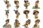 Whimsical Easter Girl Clipart, an Illustration by DreamArtGraphic (Thumbnail 2 of 4)