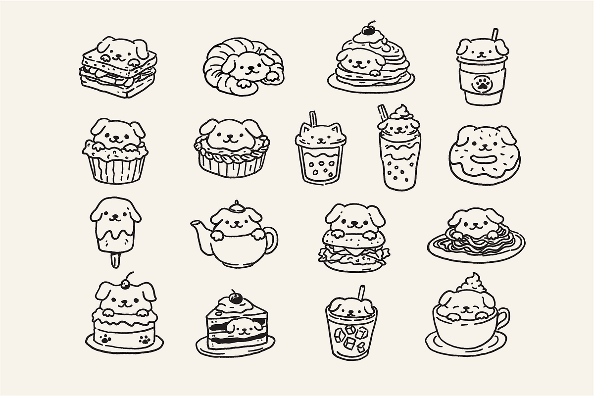 Bakery and Drink - Cute Dogs, a Food Illustration by HunEyy (Photo 2 of 7)