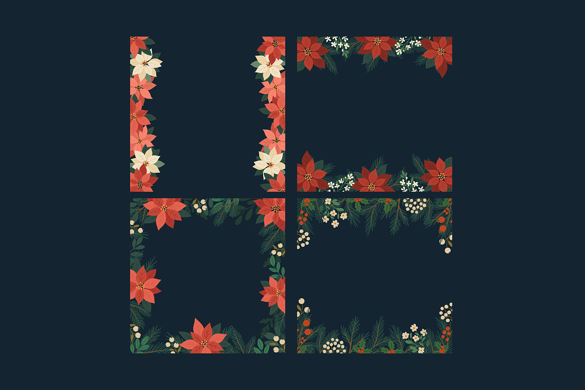 Poinsettia Christmas Frames, a Seasonal Illustration by moja doodle (Photo 9 of 9)