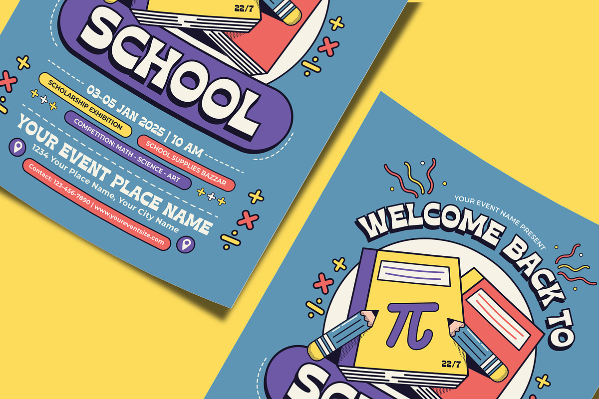 Retro Back to School Flyer Template, a Flyer Template by Tiptop Graphic (Photo 3 of 5)