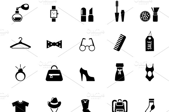 Black Clothing And Accessory Icons