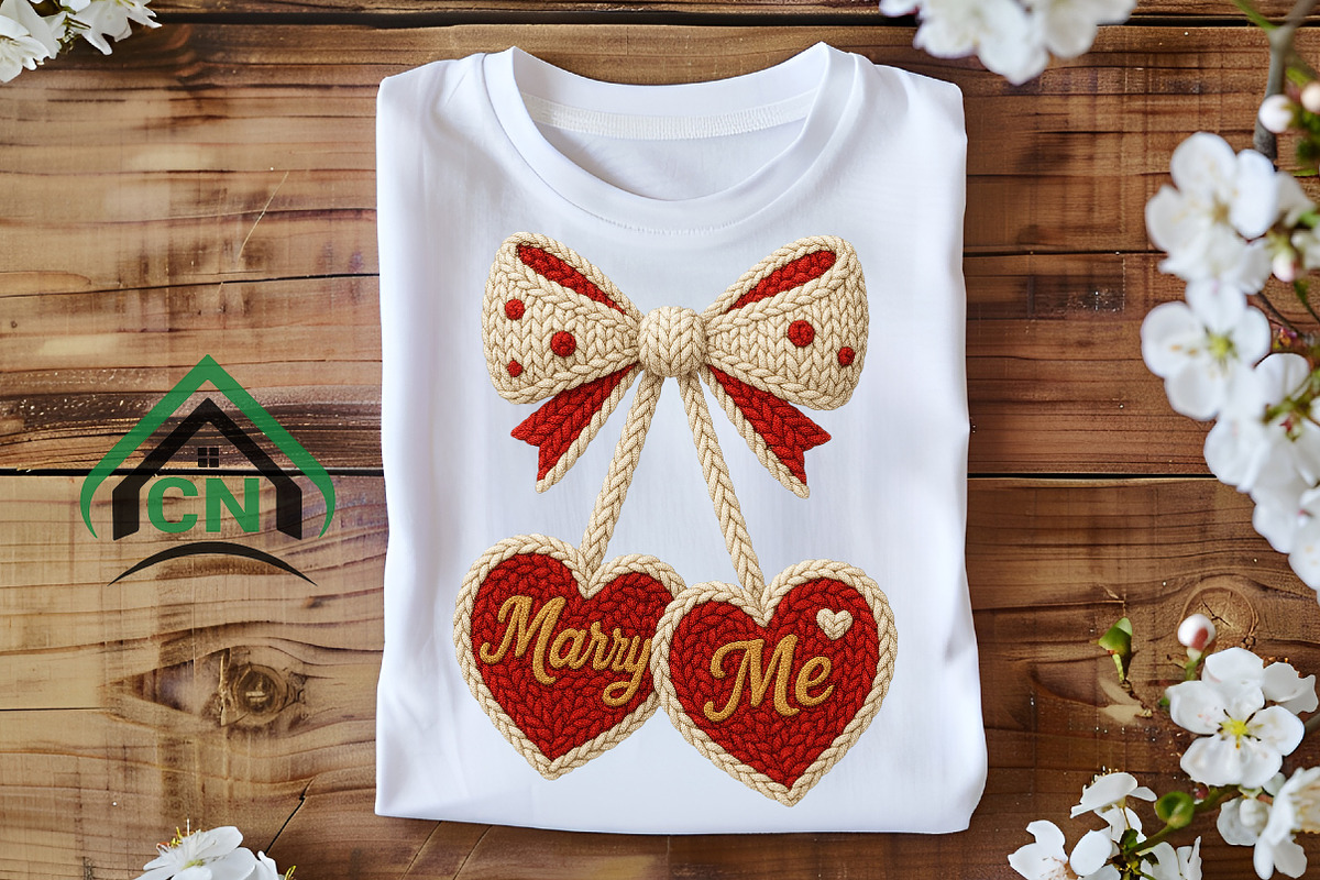 Knitted Bow with Marry Me Hearts Png, an Illustration by Craft Nest (Photo 5 of 6)
