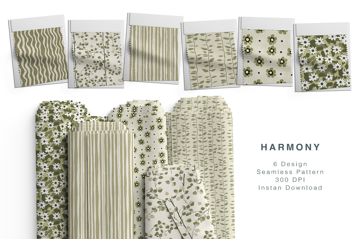 6 Seamless Patterns: Floral & Stripe, a Pattern Graphic by StudioCitra (Photo 1 of 11)