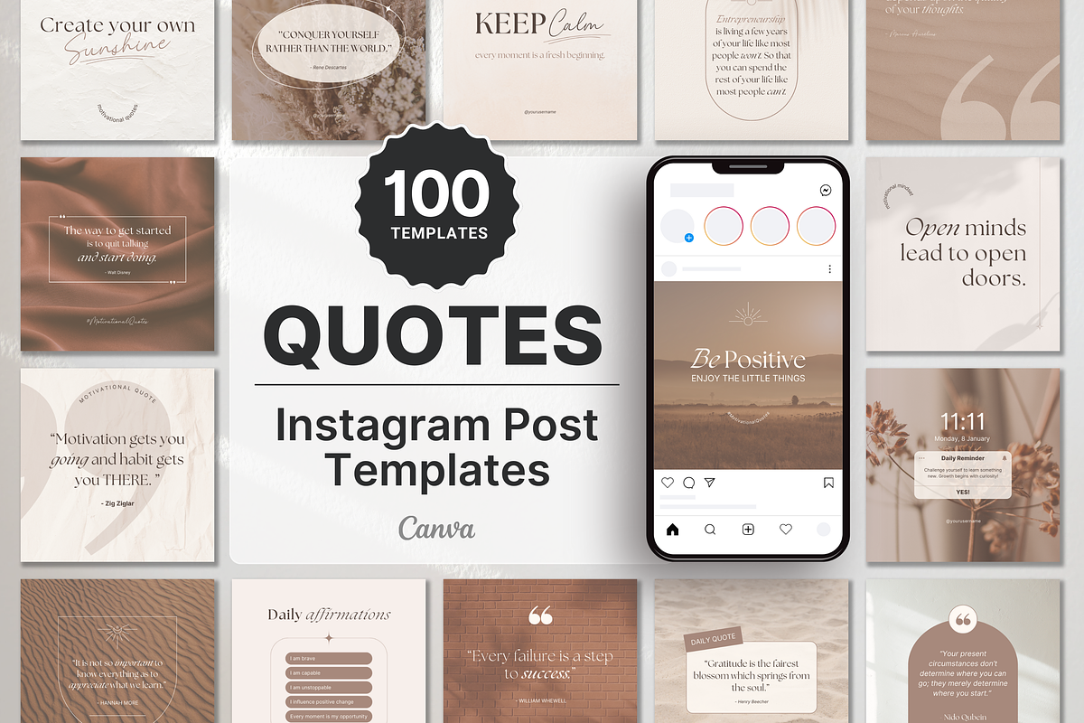 Motivational Quotes Instagram Posts, a Social Media Template by DigiPax (Photo 1 of 11)