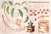 Coffee watercolor clip art set, a Food Illustration by susie-p-art (Thumbnail 2 of 15)