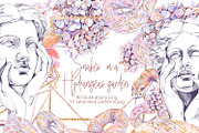 Snake Hydrangeas Garden Clipart, a Decorative Illustration by Shabbypie (Thumbnail 1 of 20)